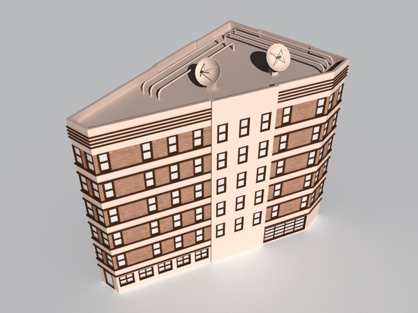 Triangular Building 2 3d Model