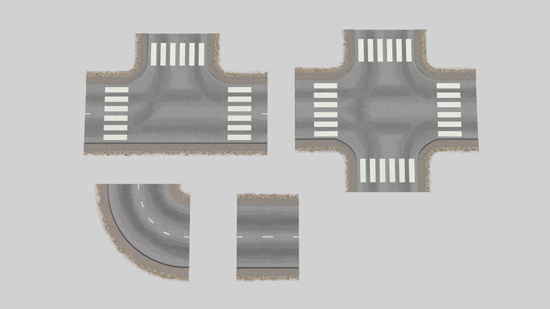 3d Model Of Lane 2 Road Intersections