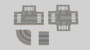 3d model of lane 2 road intersections