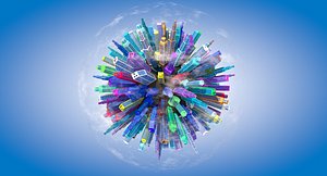 3d planet cityscape model