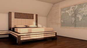 3d bamboo bedroom room model
