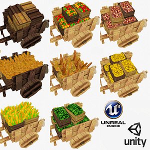 diffuse wooden cart polys 3d model