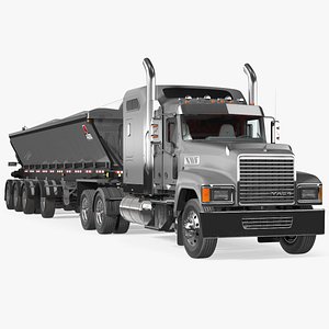Truck Mack CHU613 With Trailer ABS LRC Rigged 3D model