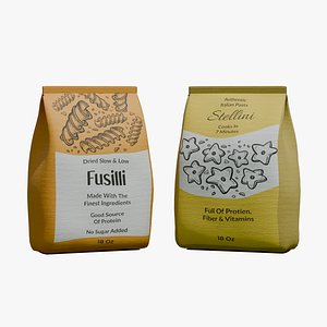 3D Realistic Pasta Packaging Bag model