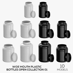 3D model Wide Mouth Plastic Bottles Open Collection 01 - 10 Models