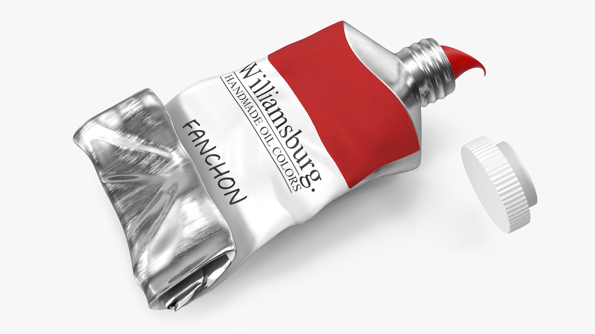 Williamsburg Red Oil Paint Tube Squeezed 3D model preview
