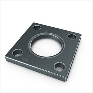 Square Flange Steel Medieva PBR 3D model