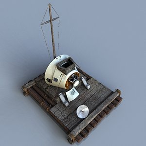 3d 3ds space capsule raft