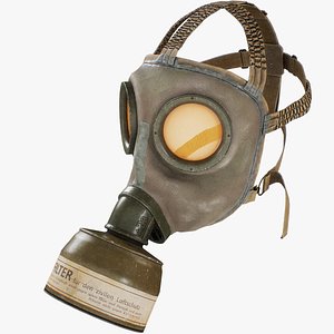 3D German gas mask World War II model