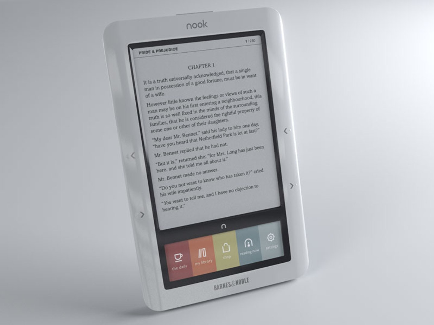 3d model nook ebook reader barnes