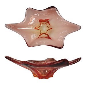 Cristallo Venezia  Murano Italy  Art Glass Centrepiece Pink Orange vase 3D