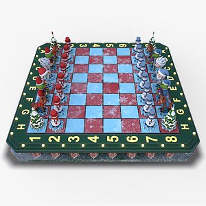 Christmas Chess game ready 3D model