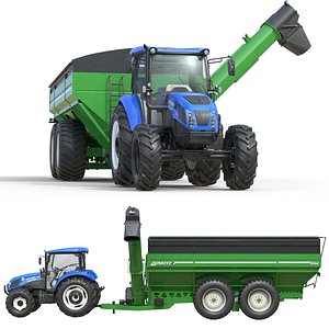 New Holland Tractor and Brent Cart 3D model