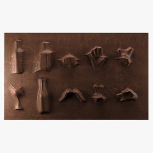 Alpha displace textures Relief SET Hands Drinkware