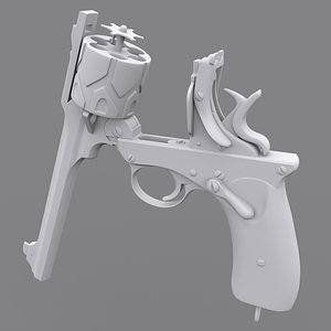 webley fosbery automatic revolver 3D model