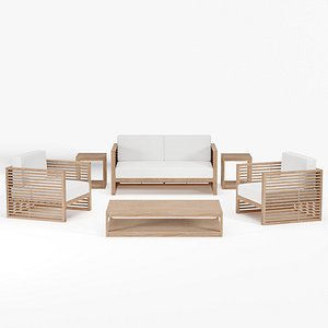 3D Wooden Teak Outdoor Patio Furniture model
