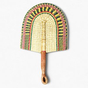 Vintage Natural Woven Straw Fan Wall Decor 3D model