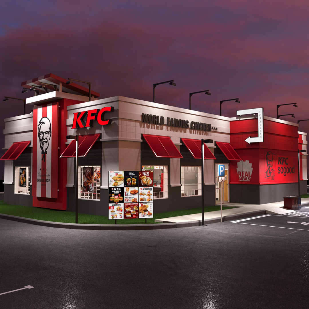 KFC 빌딩 및 주차 3D 모델 - TurboSquid 1681157