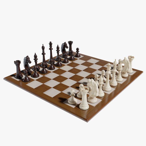 3D Wooden Chess Low poly model