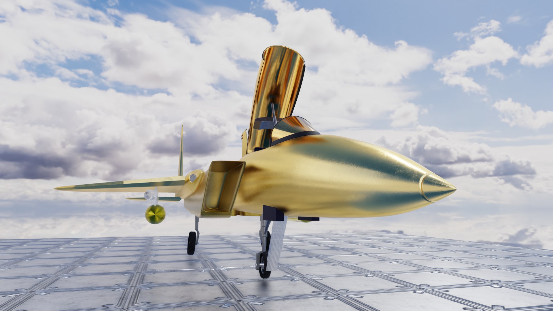 Golden F15 Fire Jet Fighter Game Ready FBX OBJ Blender 3D Model ...