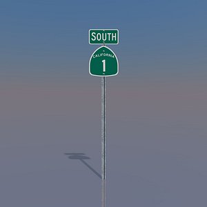 California State Highway 1 South 3D Sign M3-3