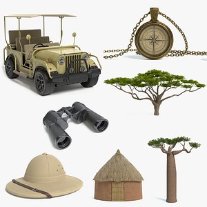 safari vehicle compass binoculars 3D model