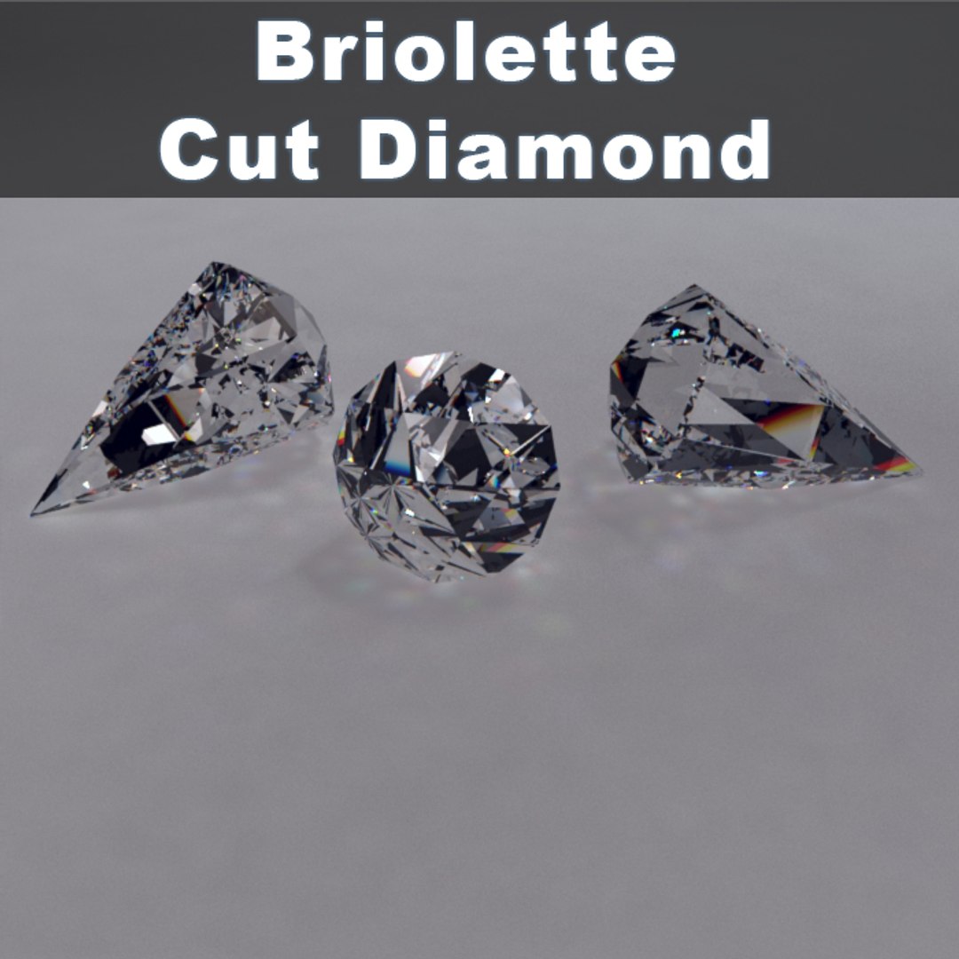 3d Briolette Brilliant Cut Diamond Materials Model