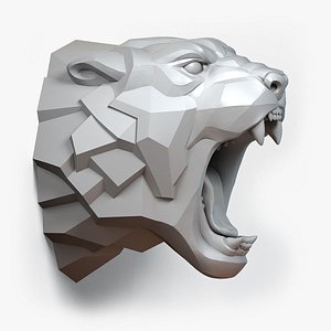 Cheetah Angry Head Sculpture Stylized