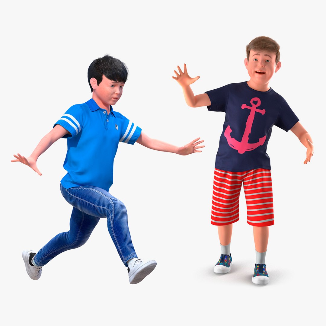Teenage Boys Rigged Collection 3D model preview