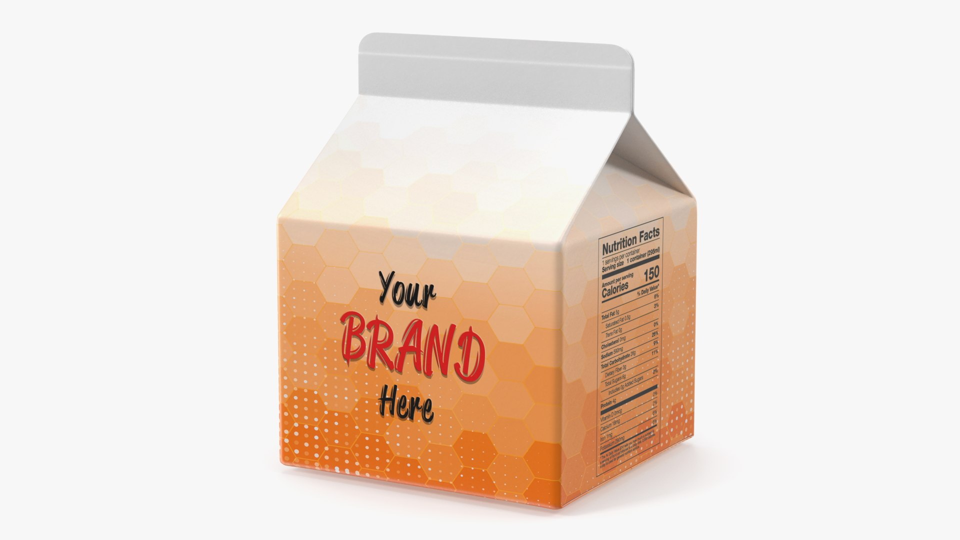 Gable Top Carton Package Mockup Orange 3D model preview