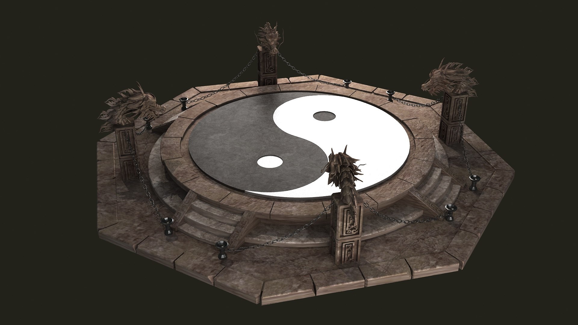 Tai Chi altar respawn Dragons platform shrine stairs base rocks stone