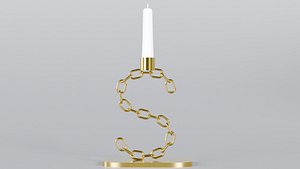 Alphabet S Gold Chain Candleholder 3D Model True PBR Renders Zero Cleanup UVs 4K PBR Textures model