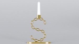 Alphabet S Gold Chain Candleholder 3D Model True PBR Renders Zero Cleanup UVs 4K PBR Textures