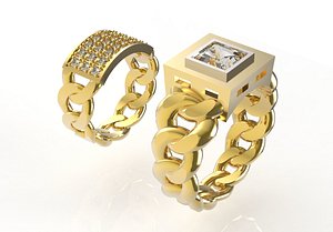 rings chain gems model