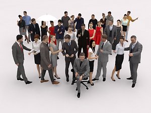 30x MAN WOMAN LOW POLY ELEGANT CASUAL BUSINESS PEOPLE CROWD