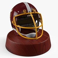 Vintage NY Samurai Helmet on Wood Stand Maroon