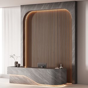 3D 629 office furniture 55 reception desk 35 marble wave