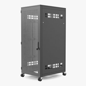 Black 33U Floor Standing Rack Cabinet 3D model