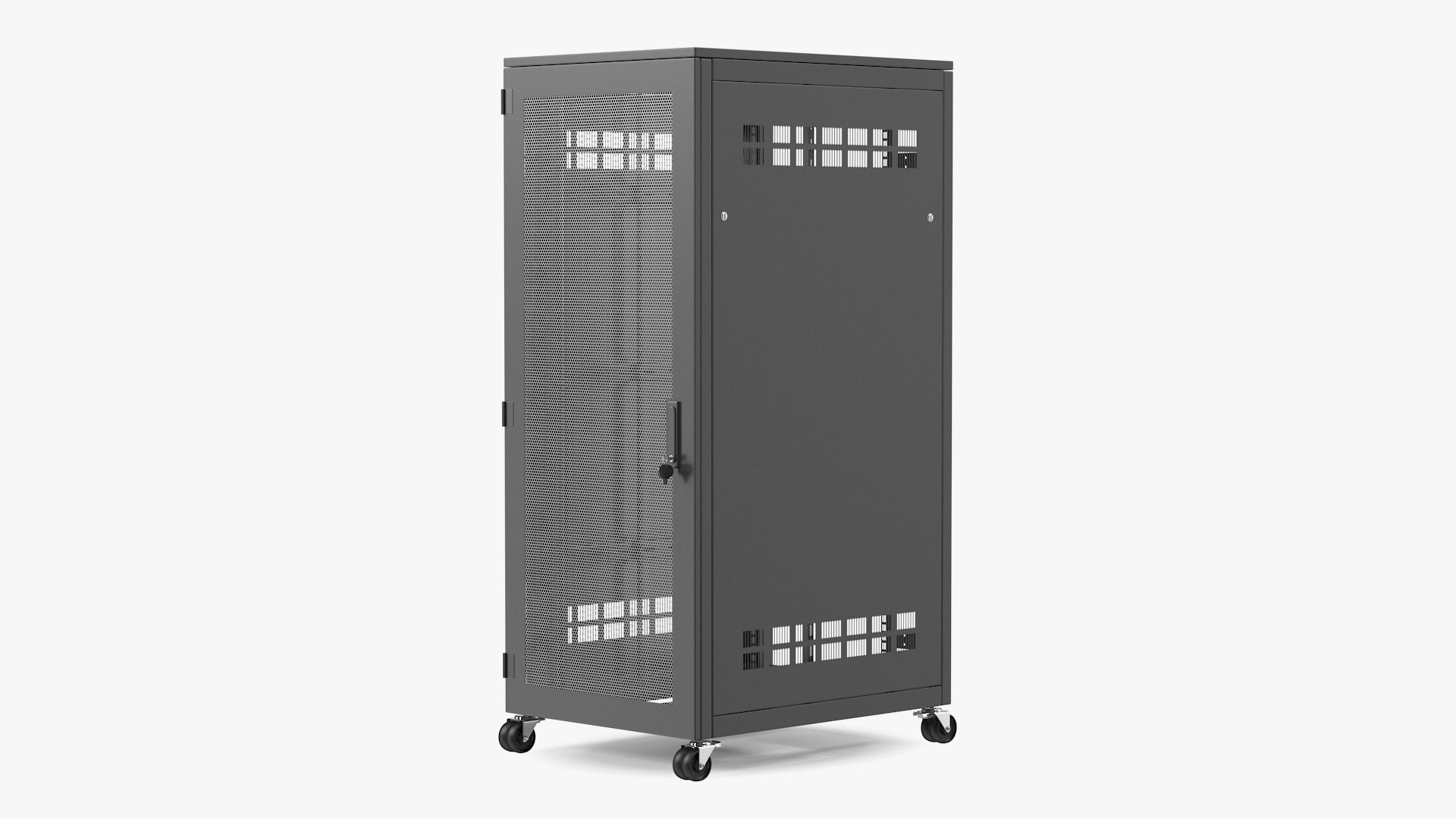 Black 33U Floor Standing Rack Cabinet 3D model preview