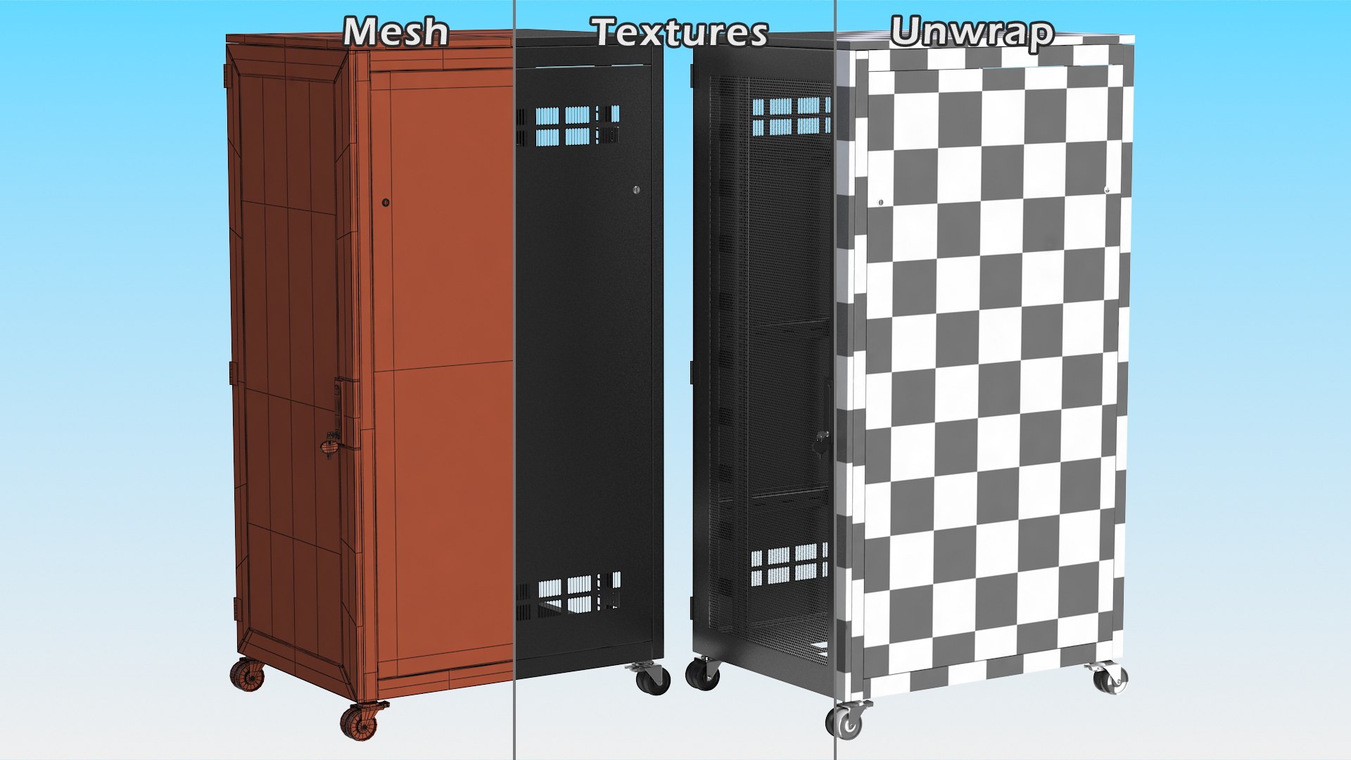 Black 33U Floor Standing Rack Cabinet 3D model - TurboSquid 1845140