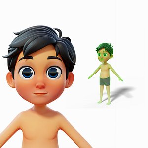 Cartoon Base Mesh Kid Child Male 3D model