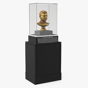 Golden Bust of Zelensky in Display Case