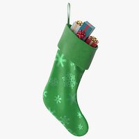 Christmas Stocking Green with Gifts 3 v2
