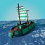 5-PIECE STYLIZED WOODEN SHIP model