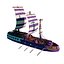 5-PIECE STYLIZED WOODEN SHIP model