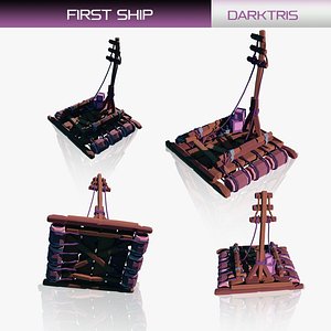 5-PIECE STYLIZED WOODEN SHIP model