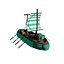 5-PIECE STYLIZED WOODEN SHIP model