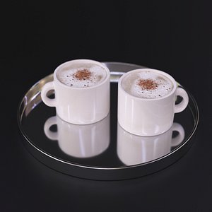 cappuccino coffee tray 3d model