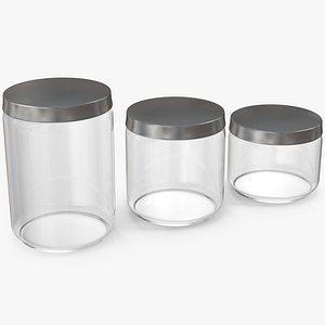 3D glass jars metal lid model