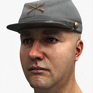 Civil War Confederate Infantry Kepi on Male Head Gray